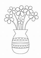 Vase Flowers Coloring Pages Leave Online sketch template