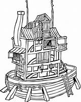 Houseboat House Boat Clipart Drawing Coloring Pages Getdrawings Clipground Line sketch template