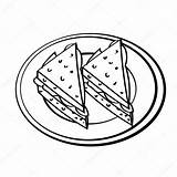 Sandwiches Disegno Sandwich Piatto Panini Icona Semplice Tratteggio Panino Colorare Meatloaf Sano Unico Alimenti Rapida Insieme Preparazione Nero sketch template