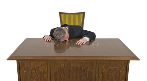 Funny Bored Sleeping On Job Businessman Isolated Stock