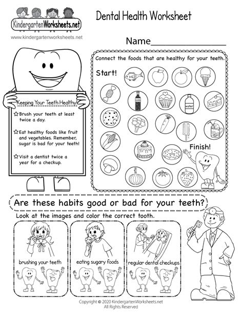 dental health worksheet  printable digital