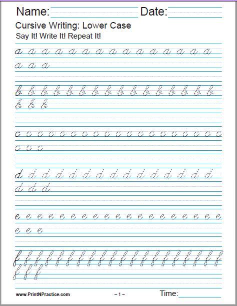 cursive alphabet writing practice sheets