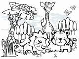 Coloring Pages Wild Animal Cartoon Cute Kids sketch template