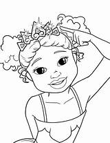 Coloring Pages Girl African Princess Drawing Girls Pretty American Sheets Drawings Party Brown Printable Color Afro Hair Children Print Natural sketch template