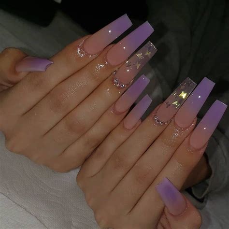 atilytokyo   purple acrylic nails bling acrylic nails long