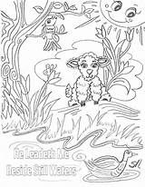 He Still Beside Coloring Water Leadeth Drawing Susan Nikitenko Lamb Sun Original sketch template