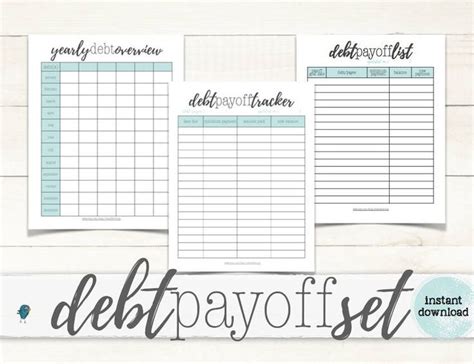 debt payoff set printable debt payoff sheets instant