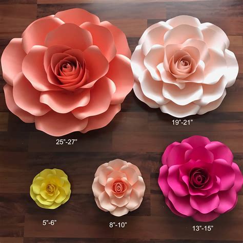 paper flowers  combo   sizes rose paper flower template printable