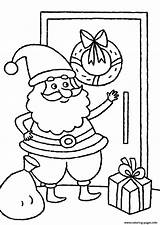 Coloring Knocking Claus Door Christmas Santa Pages Printable sketch template