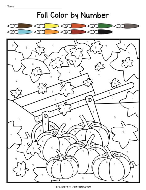 fall color  number printables  sheets printable numbers