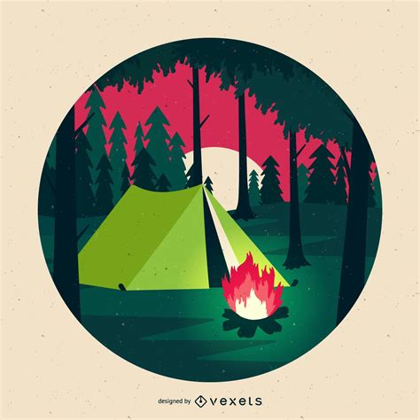 flat camping illustration vector