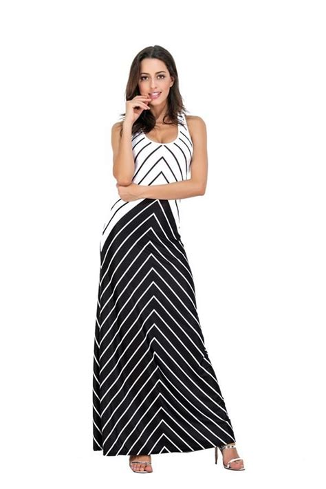 Plus Size Maxi Dresses For Summer With Striped Design