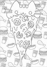 Pusheen Coloring Pages Doodle Pizza Food Adults Color Kids Printable Junk Print Doodling Background Cat Cute Justcolor Stuffs Children Dragon sketch template