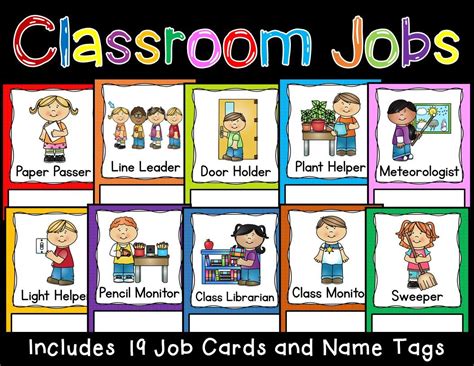 classroom job cards classroom jobs classroom job chart kindergarten