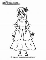 Coloring Pages Girls Girl Dress Printable Color Colouring Worksheets Sheets Cartoon Printables Dresses Cute Books Drawing sketch template