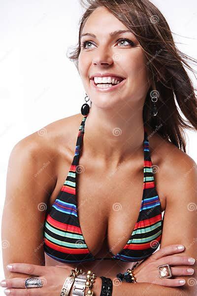 wellustige vrouw  bikini stock afbeelding image  haar een