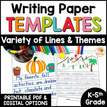blank writing paper templates  kirstens kaboodle tpt
