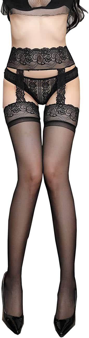 Women S Suspender Stockings Gothic Sexy Black Sheer Lace Garter