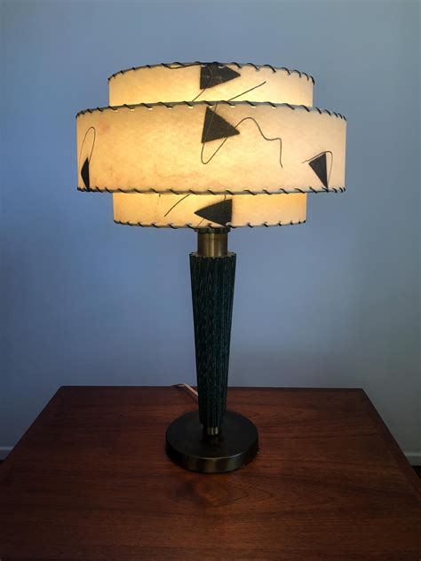 mid century modern lamp mcm table lamp atomic ranch lamp fiberglass shade lamp vintage