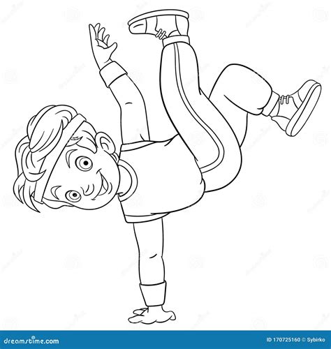 coloring page   boy break dancer stock vector illustration