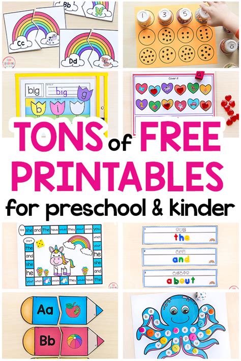 printables  preschool  kindergarten learning centers