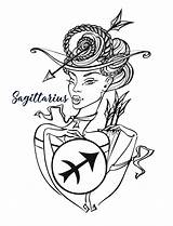 Sagittarius Zodiac Coloring Girl Sign Horoscope Astrology Vector Beautiful Vecteezy sketch template