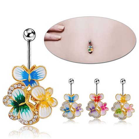 New Body Jewelry Navel Piercing Butterfly Belly Ring Medical Steel