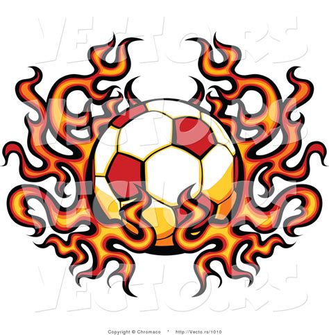 Vector Of A Flaming Soccer Ball By Chromaco 1010