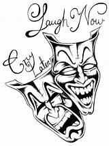Cry Later Smile Now Laugh Drawing Drawings Tattoo Coloring Pages Deviantart Mask Pluspng Clipart Cliparts Clown Designs Chicano Getdrawings Quotes sketch template