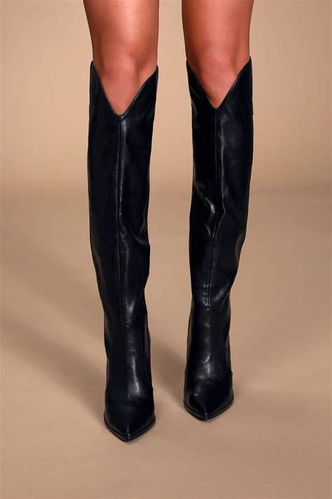 Ranger Black Western Knee High Boots In 2020 Knee High Western Boots
