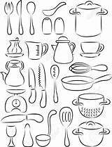 Utensils Cooking Drawing Baking Utensil Tools Set Kitchen Clipart Drawings Getdrawings Illustration Clip Choose Board sketch template