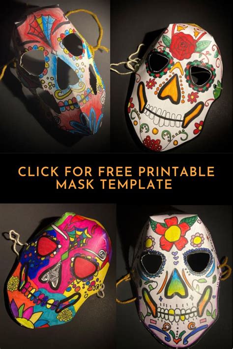 printable sugar skull mask template halloween art projects skull