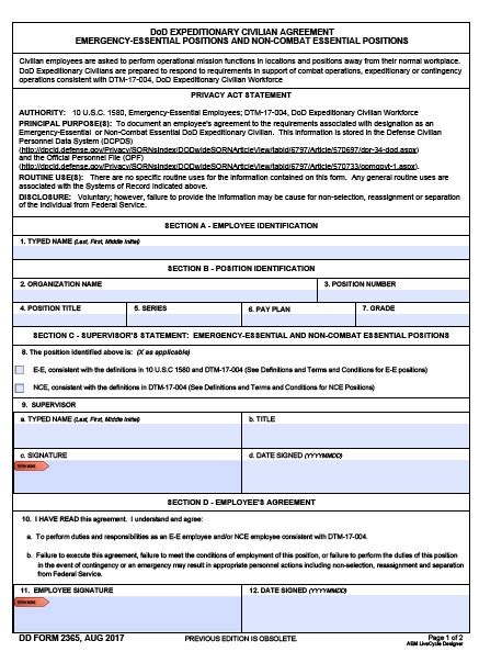 Download Fillable Dd Form 2365