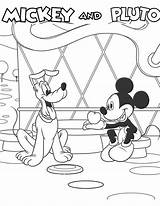 Mickey Coloring Mouse Clubhouse Pluto Meet Color sketch template