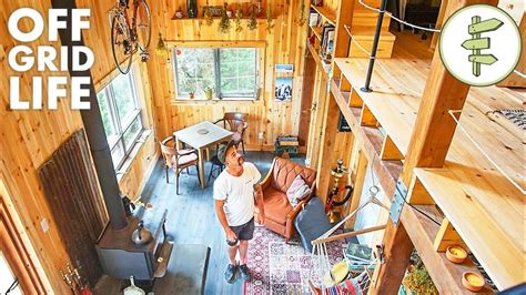 man living  grid   incredible  built cabin eco snippets