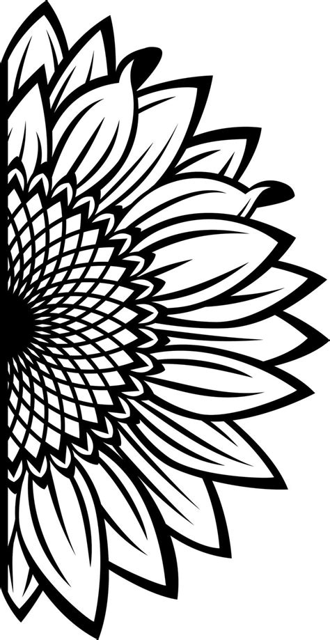 split sunflower  design svg file  flower png clipart etsy