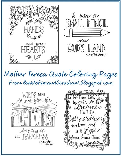 radiant mother teresa quote coloring pages