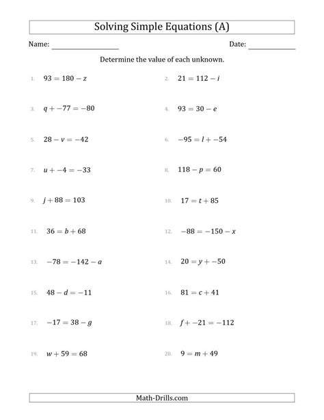 linear equation   variable worksheet db excelcom