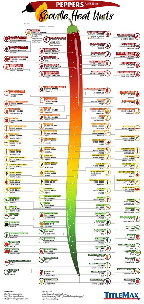 infographic  peppers ranked  scoville heat units  titlemax