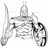 Warrior Spartan Vector Drawing Mascot Illustration Holding Shield Line Easy Sword Greek Illustrations Vectors Clipartmag Dreamstime Malchev sketch template