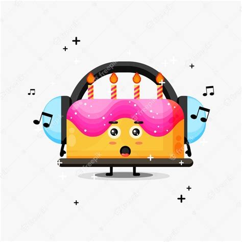 premium vector cute birthday cake mascot listening
