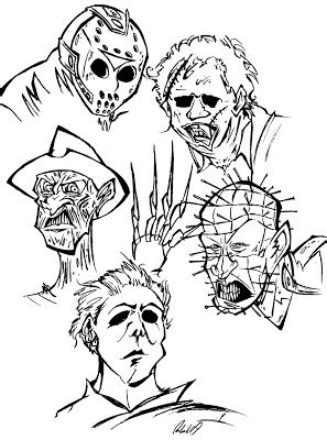 horror  coloring pages sketch coloring page monster coloring