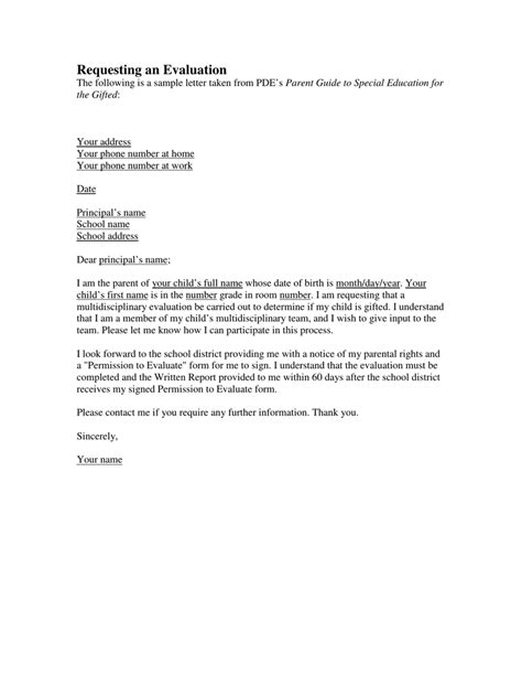 iep evaluation request letter template