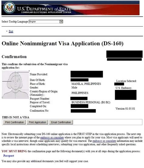 ds 160 visa application form philippines