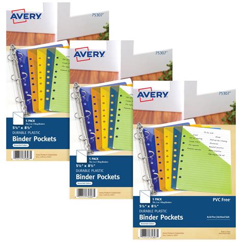 avery mini binder pockets assorted colors fits  ring binders