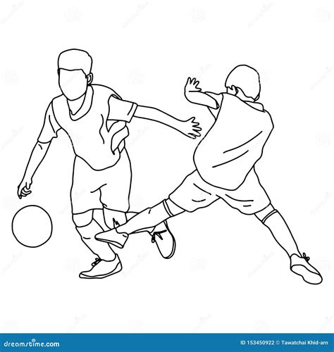 boys playing soccer vector illustration sketch doodle hand drawn