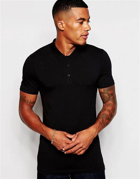 asos asos extreme muscle fit jersey polo  black  asos