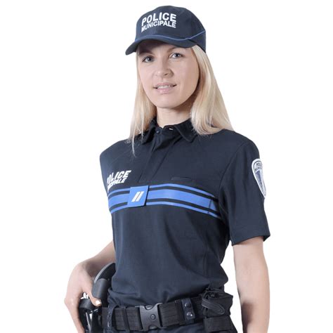 polo marine manches courtes police municipale polyester