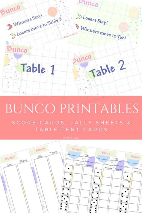 play bunco  printable bunco score tally tent cards  birch