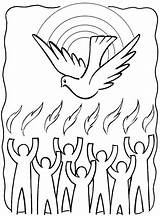Pentecost Dove Coloring Drawings Colouring Holy Spirit Pages Sunday School Fire sketch template